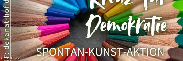 Buntstifte im Hintergrund des Plakats zur Veranstaltung