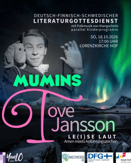 tove Jansson vor Hintergrund Nordlichter