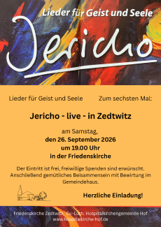 Jericho Plakat Zedtwitz orange-gelb mit Logo